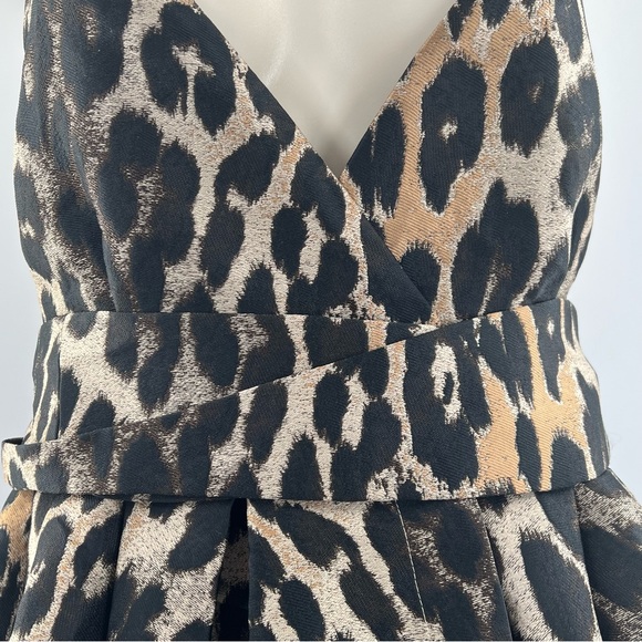 Tre by Natalie Ratabesi Iris Leopard Jacquard Mini Dress In Leopard Print size 6 - Picture 6 of 11